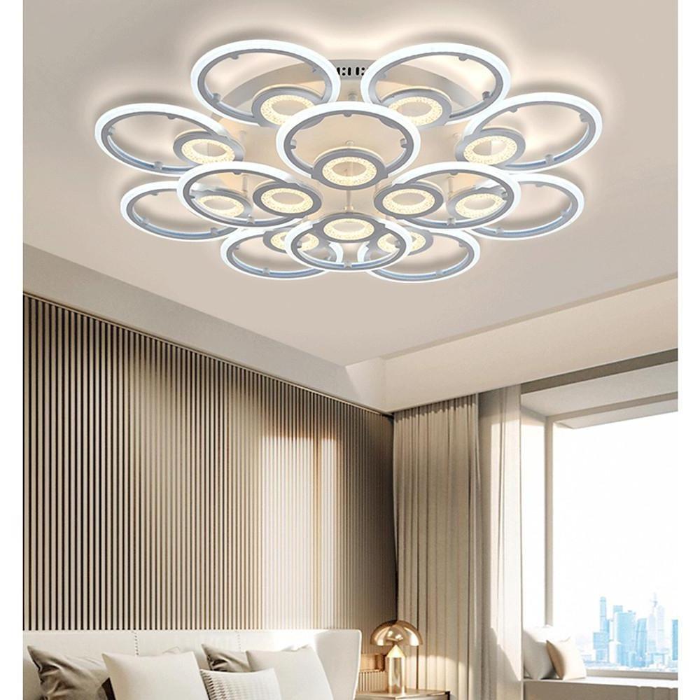 Modern Geometric Ring LED Flush Mount Ceiling Light for Bedroom Living Room White Metal Nordic Style