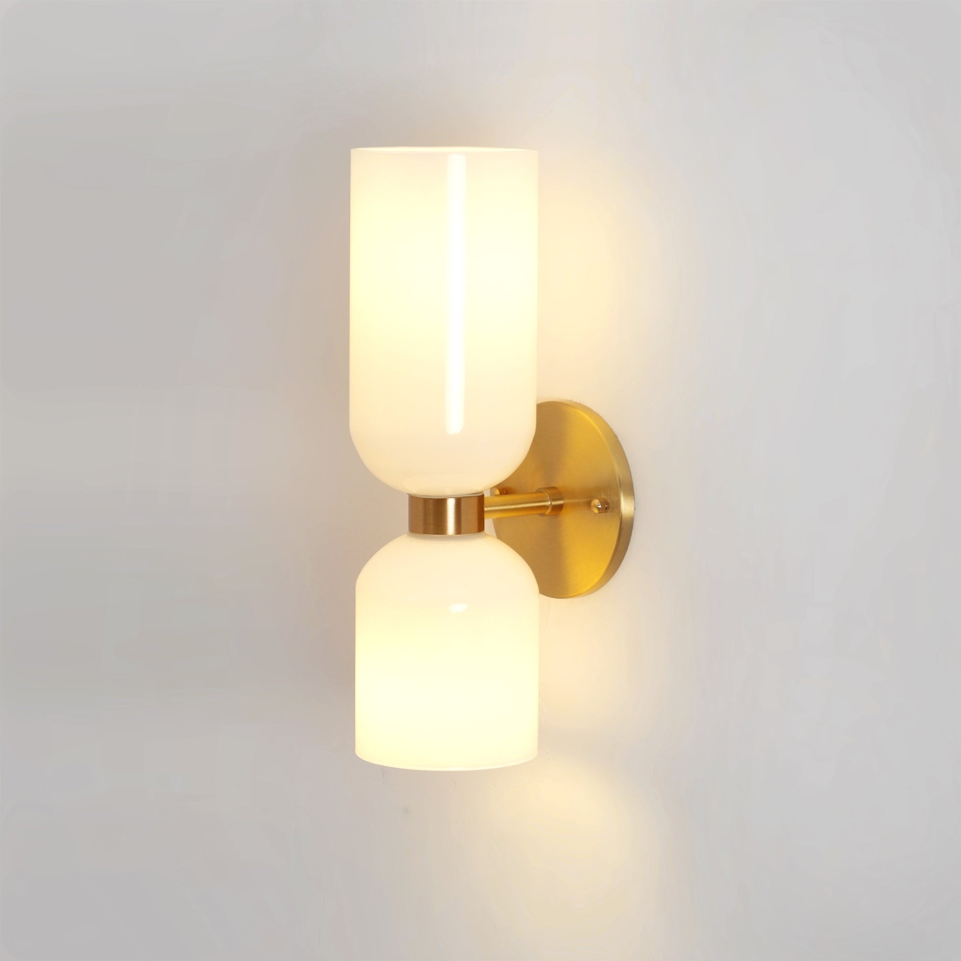 Edie Modern Geometric Wall Sconce with Opal Glass Shade and Brass Finish