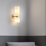 Edie Modern Geometric Wall Sconce with Opal Glass Shade and Brass Finish