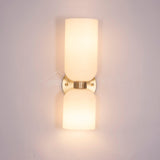 Edie Modern Geometric Wall Sconce with Opal Glass Shade and Brass Finish