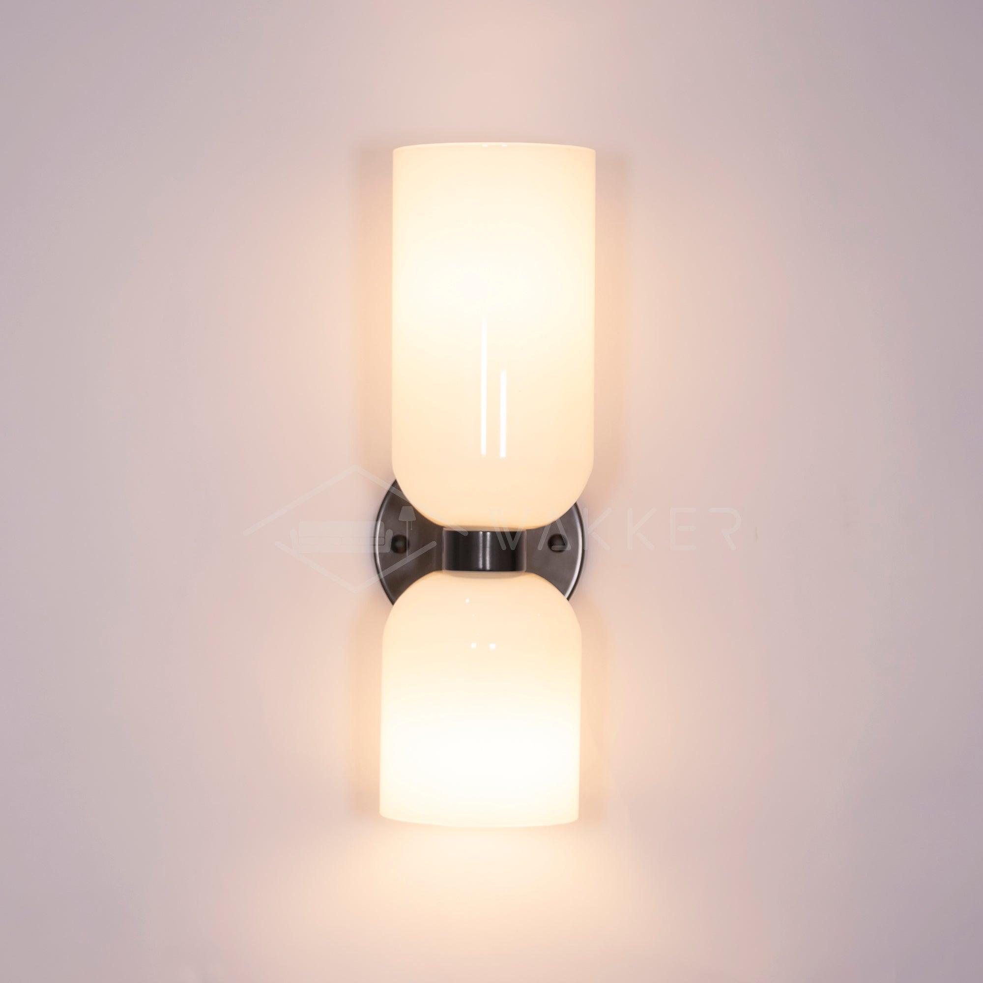 Edie Modern Geometric Wall Sconce with Opal Glass Shade and Brass Finish