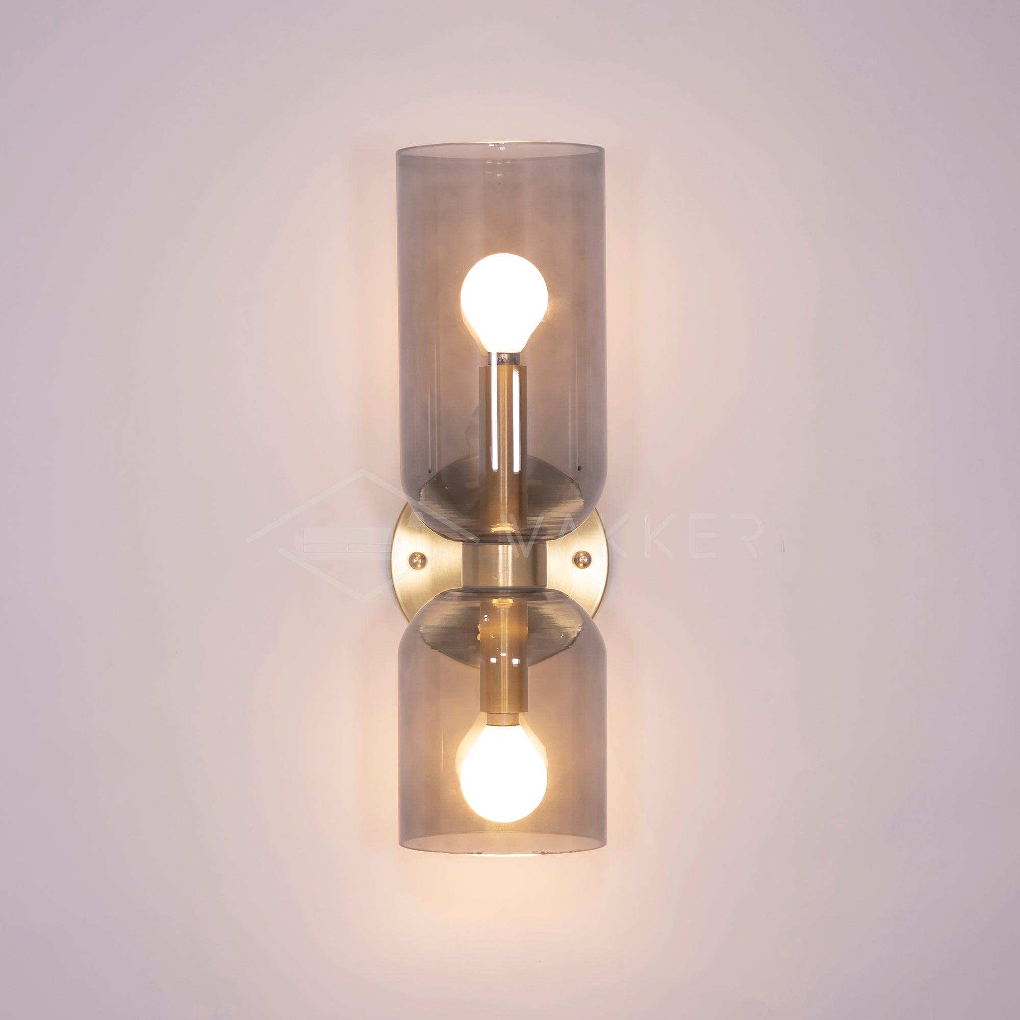 Edie Modern Geometric Wall Sconce with Opal Glass Shade and Brass Finish