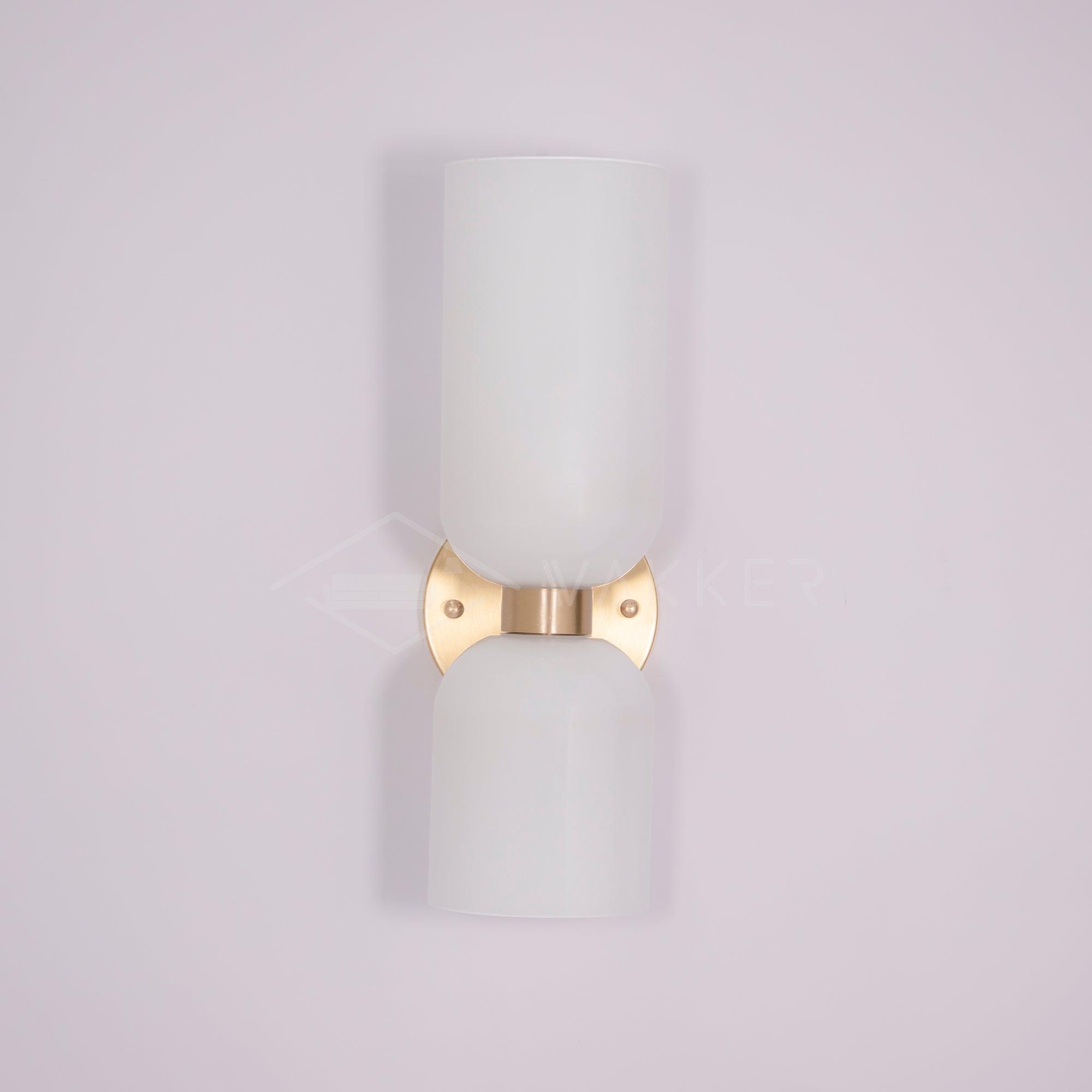 Edie Modern Geometric Wall Sconce with Opal Glass Shade and Brass Finish