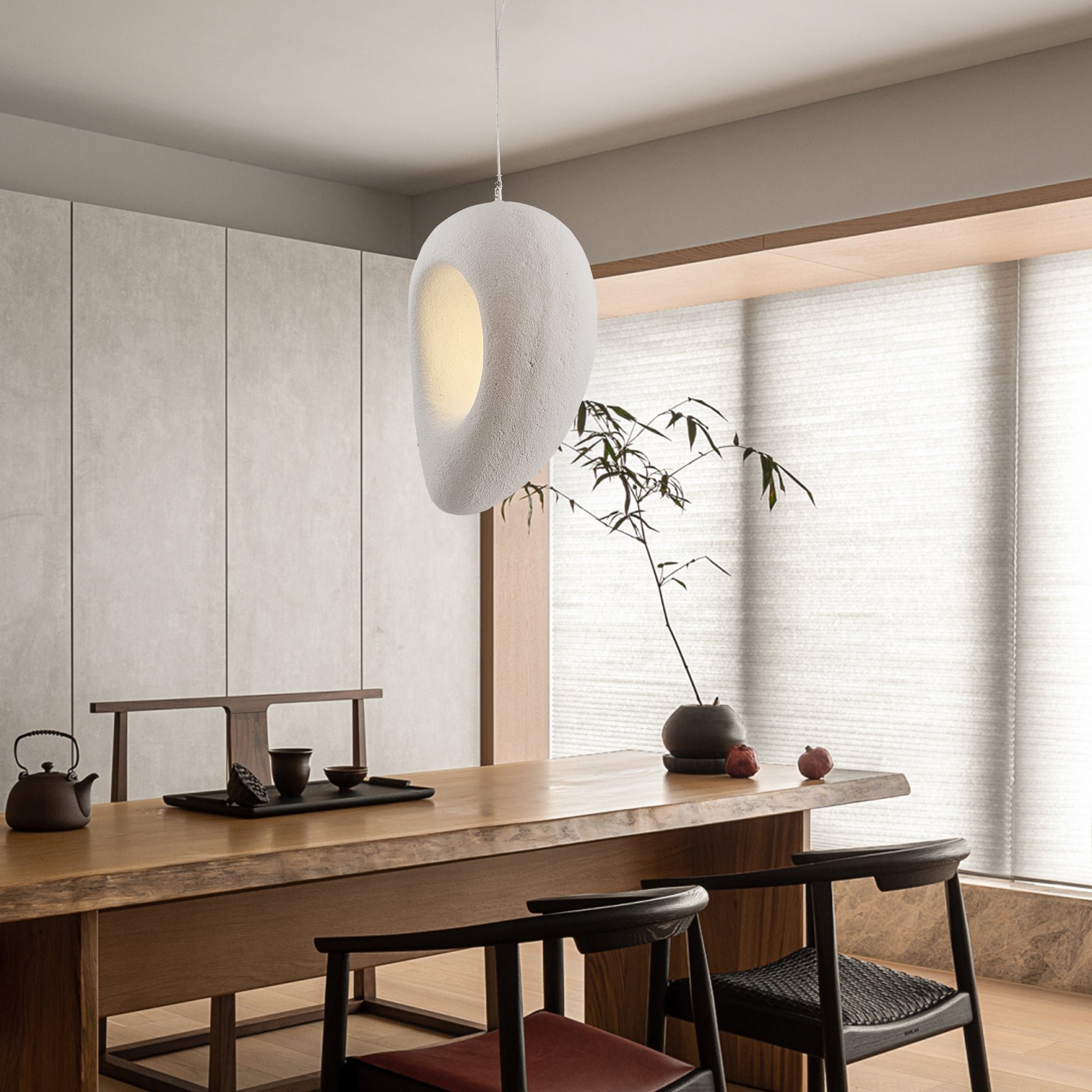 Edna White Resin Pendant Lamp Modern Minimalist Hanging Light for Indoor Ceiling Decor