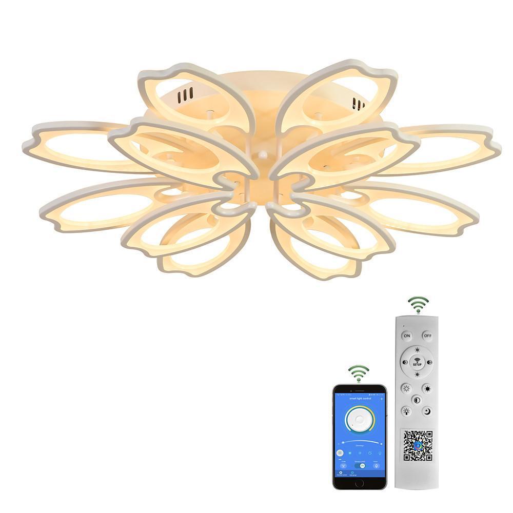 Modern Flower Petal LED Flush Mount Ceiling Light Dimmable White Petal Design Fixture
