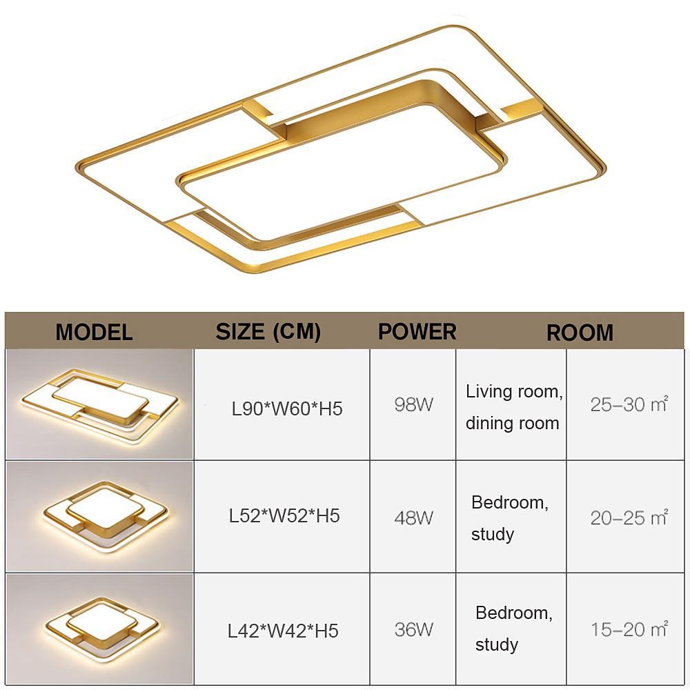 Modern Geometric Square LED Flush Mount Ceiling Light Fixture for Bedroom Living Room and Office
