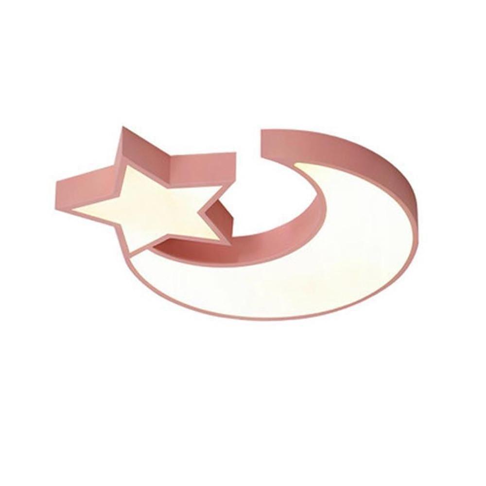 Modern Star and Moon LED Flush Mount Ceiling Light for Kids Bedroom and Nursery Dimmable Metal Fixture
