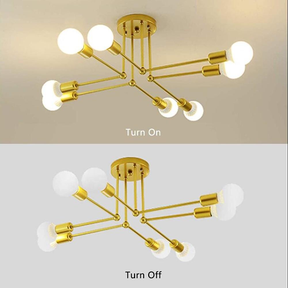 Modern 8 Light Sputnik Chandelier Industrial Metal Ceiling Light Fixture for Living Room and Bedroom