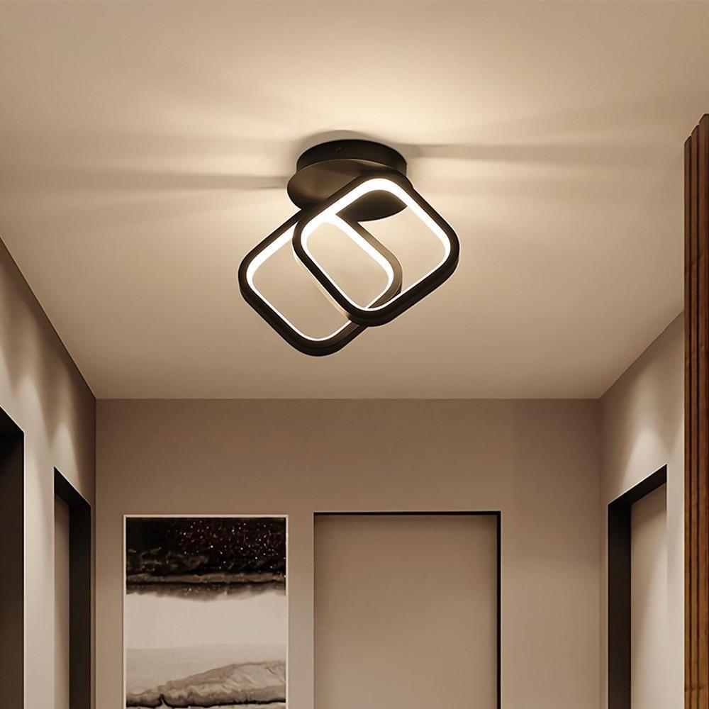 Minimalist 2 Ring LED Ceiling Light Modern Geometric Flush Mount Fixture for Hallways