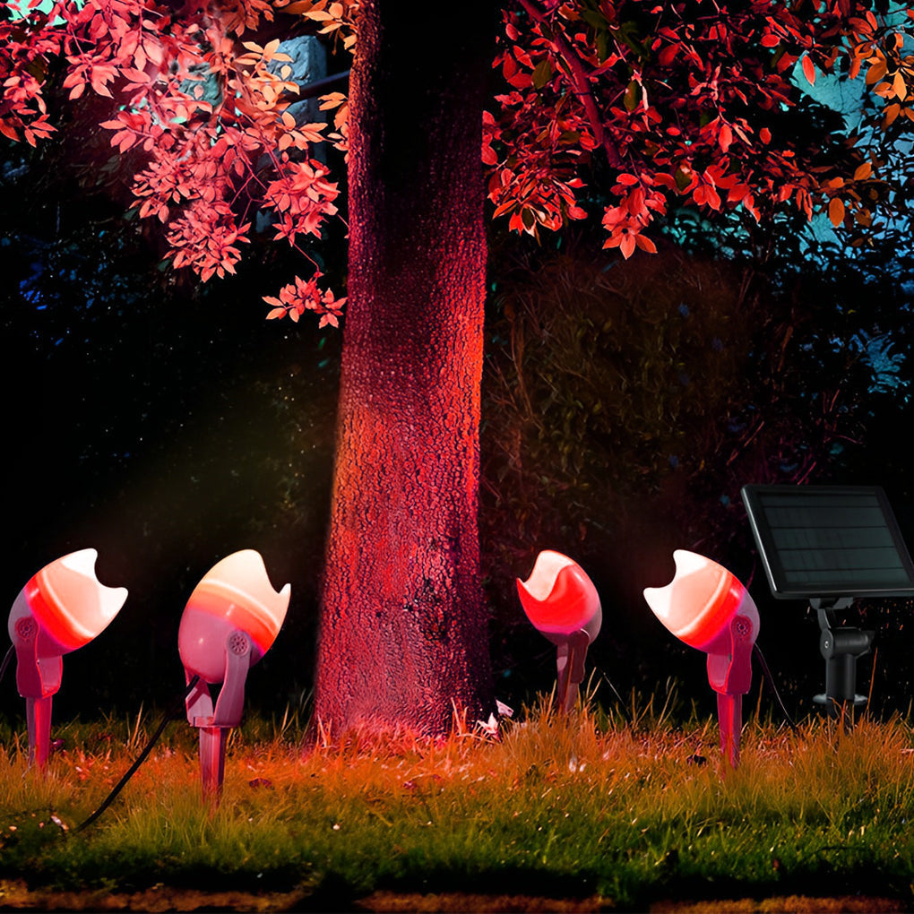 Eggshell Shape Solar Powered RGB Outdoor Spotlights Adjustable Landscape Garden Lights 4 Pieces