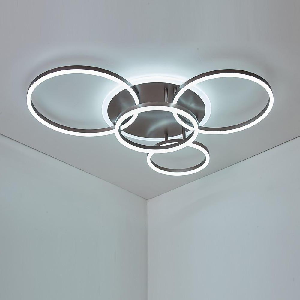 Modern 4 Ring LED Flush Mount Ceiling Light Dimmable Lighting Fixture with Remote Control