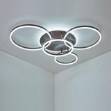 Modern 4 Ring LED Flush Mount Ceiling Light Dimmable Lighting Fixture with Remote Control