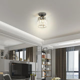 Modern Crystal LED Flush Mount Ceiling Light Industrial Metal Lamp for Hallway