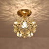 Modern Flower Glass Flush Mount Ceiling Light Copper Brass LED Hallway Fixture