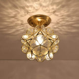 Modern Flower Glass Flush Mount Ceiling Light Copper Brass LED Hallway Fixture