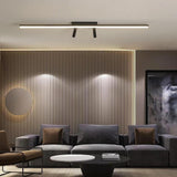 Modern Black Linear Semi Flush Mount LED Ceiling Light with Two Adjustable Spotlights