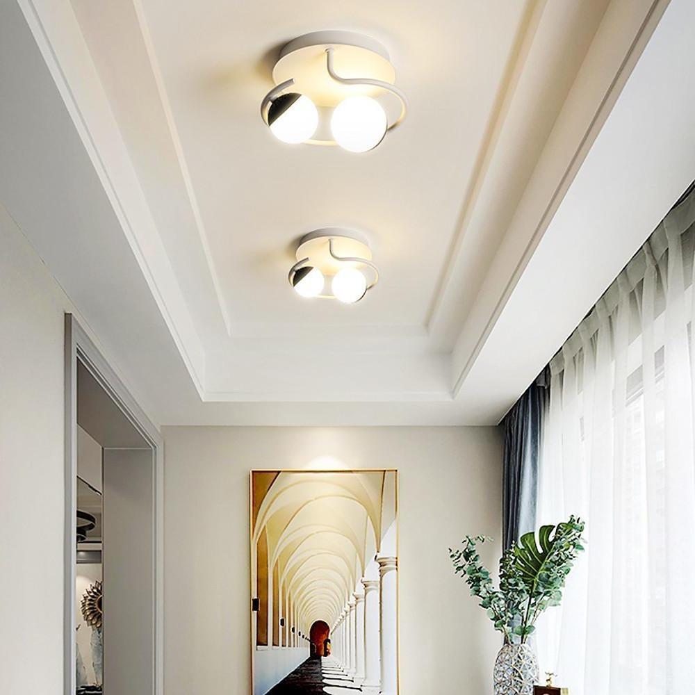 Modern Nordic LED Flush Mount Ceiling Light 2 Globe Cluster Design for Hallway and Bedroom