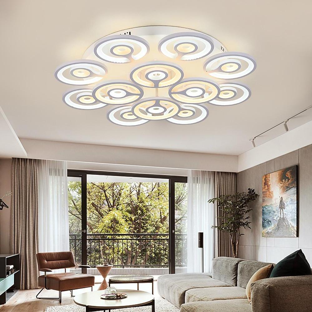 Modern Geometric Flower Shape LED Flush Mount Ceiling Light in White Finish
