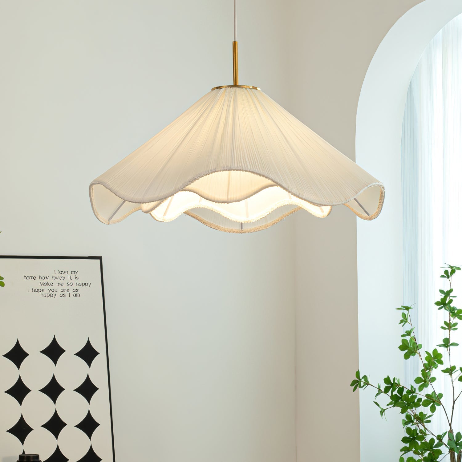 Elara Modern Curved Fabric Pendant Light Sculptural Ceiling Hanging Lamp for Dining Room