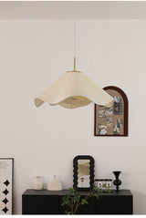 Elara Modern Curved Fabric Pendant Light Sculptural Ceiling Hanging Lamp for Dining Room