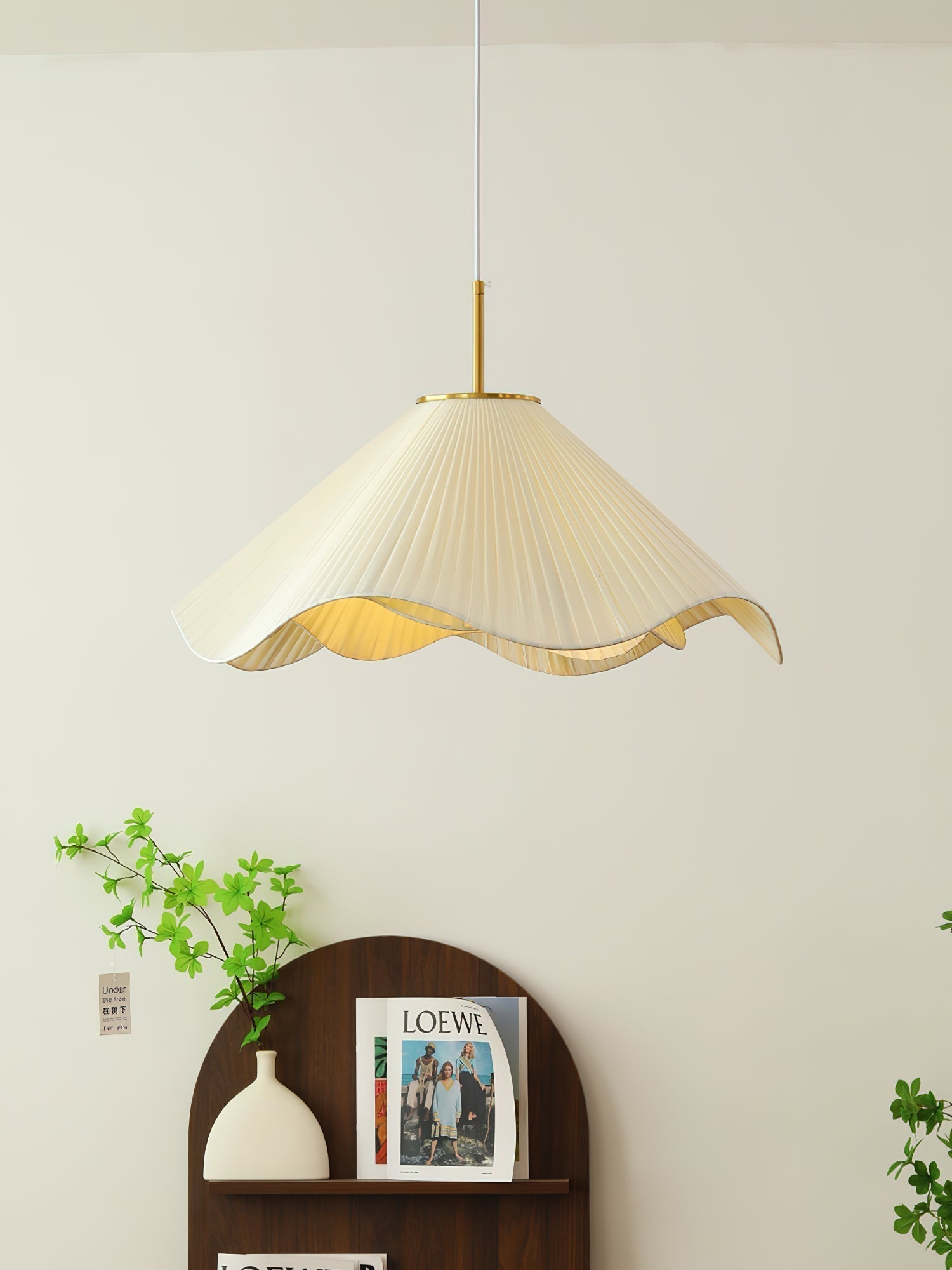 Elara Modern Curved Fabric Pendant Light Sculptural Ceiling Hanging Lamp for Dining Room