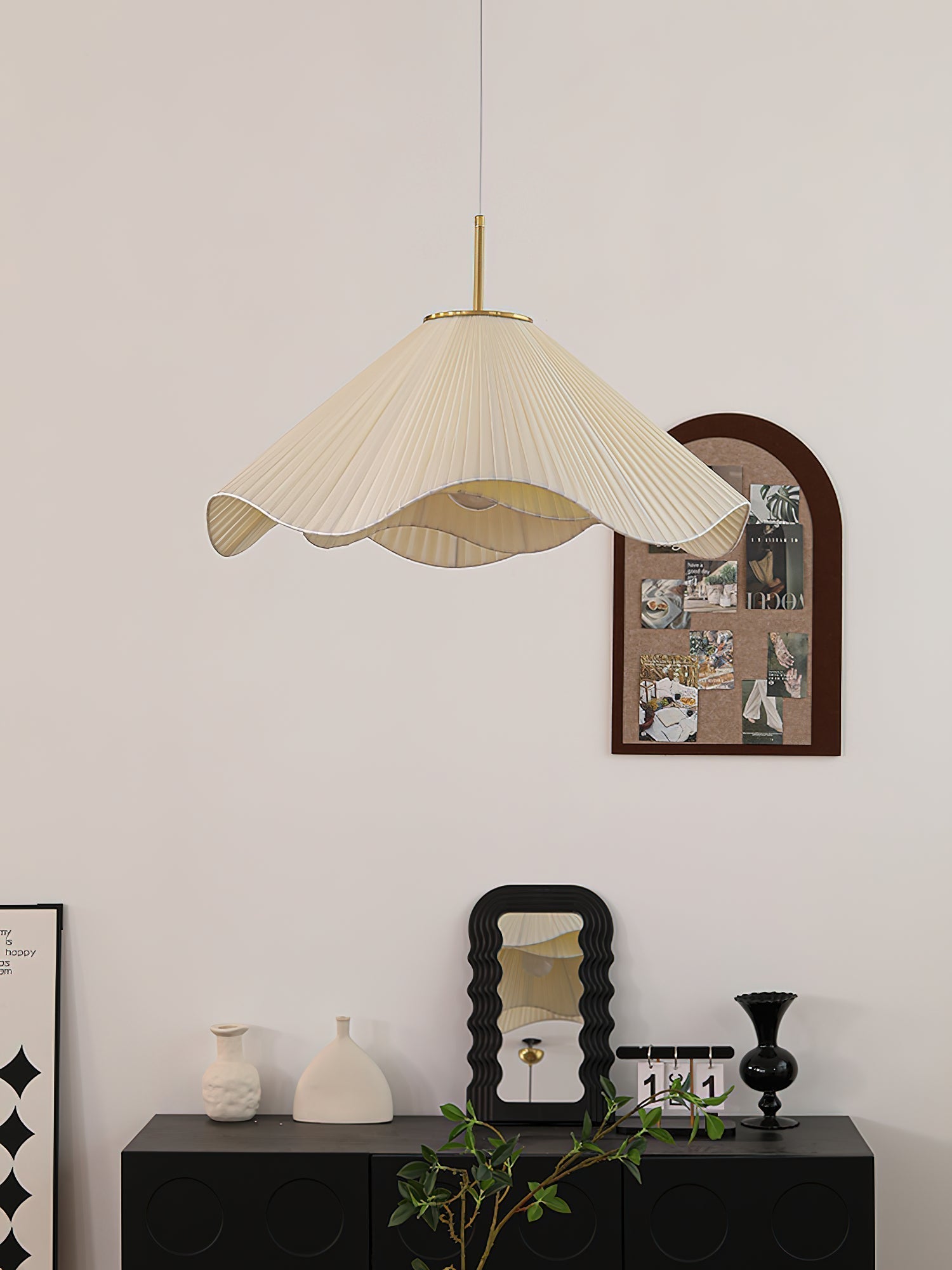 Elara Modern Curved Fabric Pendant Light Sculptural Ceiling Hanging Lamp for Dining Room