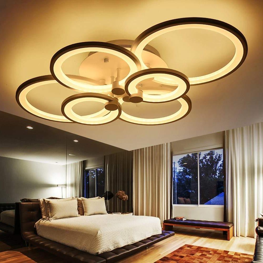 Modern Geometric Overlapping Ring LED Semi Flush Mount Ceiling Light for Living Room