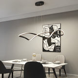 Electroplated Modern Wave LED Chandelier Stepless Dimming Pendant Light for Dining Room and Kitchen Island