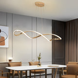Electroplated Modern Wave LED Chandelier Stepless Dimming Pendant Light for Dining Room and Kitchen Island