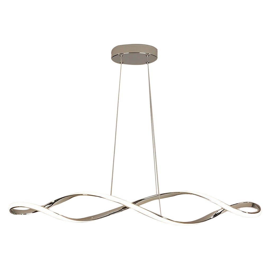 Electroplated Modern Wave LED Chandelier Stepless Dimming Pendant Light for Dining Room and Kitchen Island
