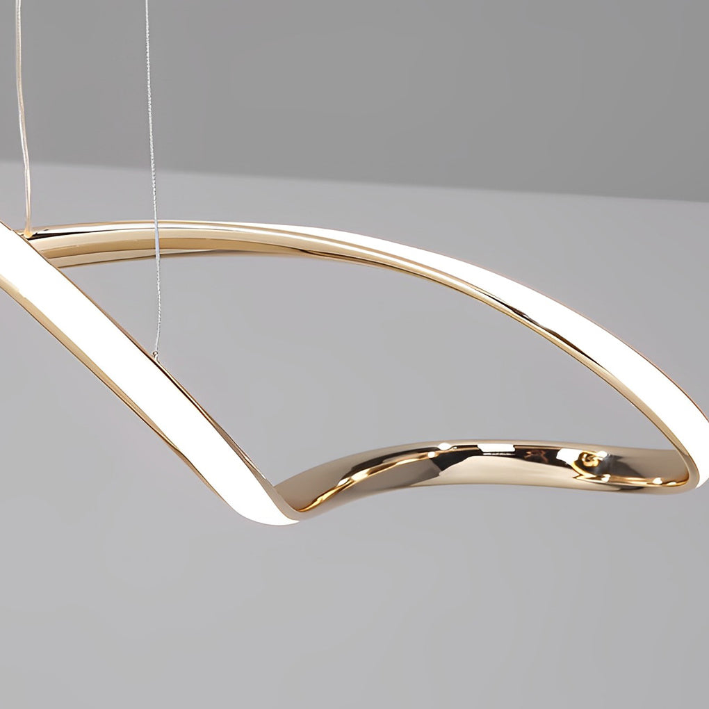 Electroplated Modern Wave LED Chandelier Stepless Dimming Pendant Light for Dining Room and Kitchen Island