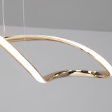 Electroplated Modern Wave LED Chandelier Stepless Dimming Pendant Light for Dining Room and Kitchen Island