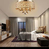 Elegant 15 Inch Crystal Drum Flush Mount Chandelier 4 Light Metal Ceiling Lamp