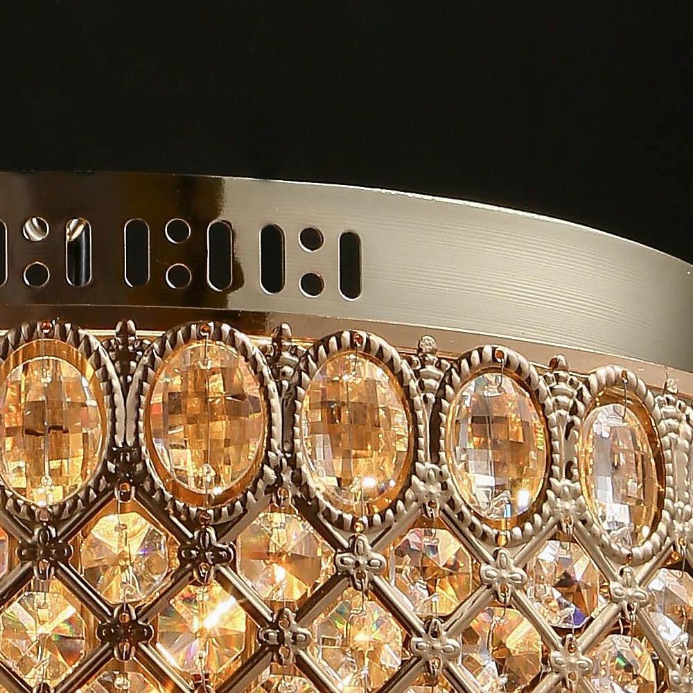 Elegant 15 Inch Crystal Drum Flush Mount Chandelier 4 Light Metal Ceiling Lamp