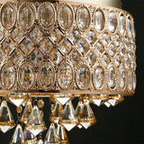 Elegant 15 Inch Crystal Drum Flush Mount Chandelier 4 Light Metal Ceiling Lamp