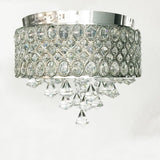 Elegant 15 Inch Crystal Drum Flush Mount Chandelier 4 Light Metal Ceiling Lamp