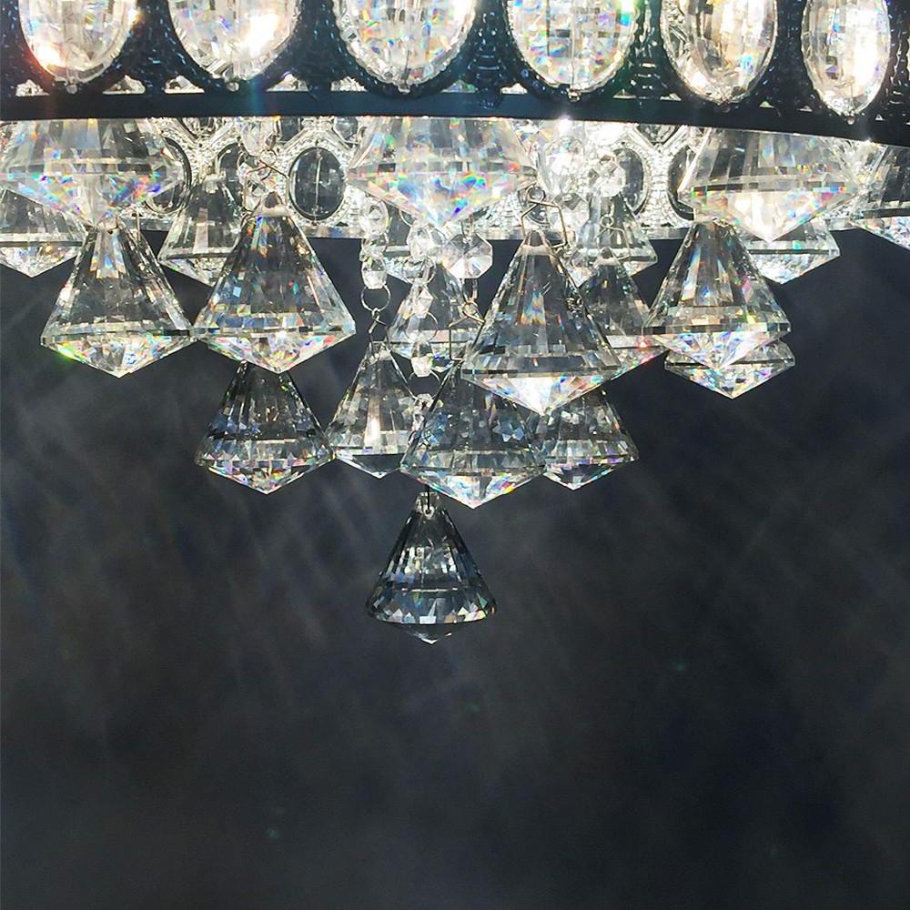 Elegant 15 Inch Crystal Drum Flush Mount Chandelier 4 Light Metal Ceiling Lamp
