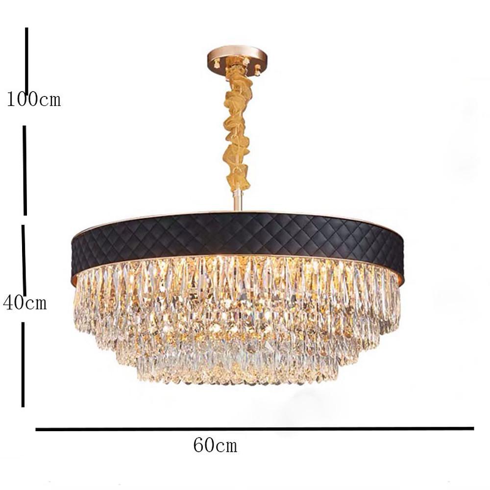 Elegant 24 Inch Drum Shaped LED Crystal Chandelier with Electroplated Metal Finish and 12 Light Bulbs