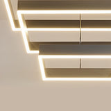 Elegant 3 Tier Black Square LED Chandelier Dimmable Modern Geometric Pendant Light with Remote Control