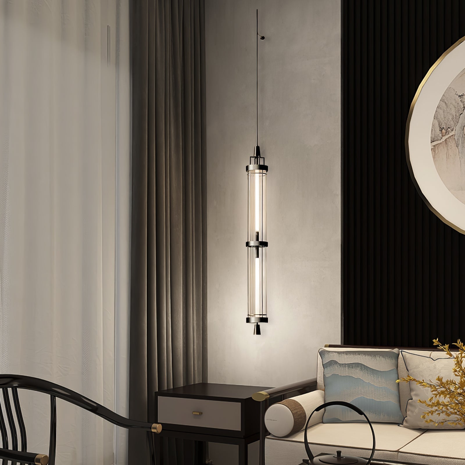 Elegant 47 Inch Vertical LED Wall Light Sconce for Contemporary Living Spaces Black