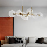 Elegant 8 Light LED Linear Glass Chandelier for Modern Dining Room Lighting