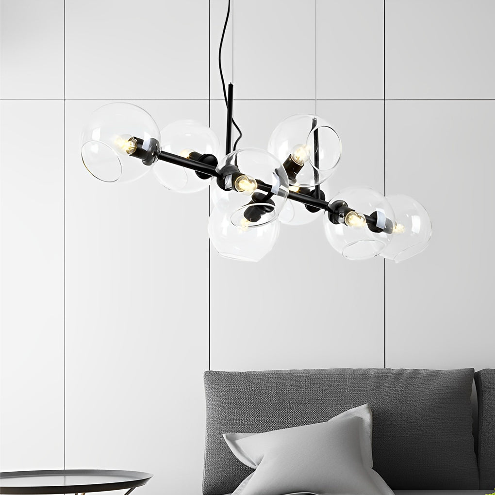 Elegant 8 Light LED Linear Glass Chandelier for Modern Dining Room Lighting