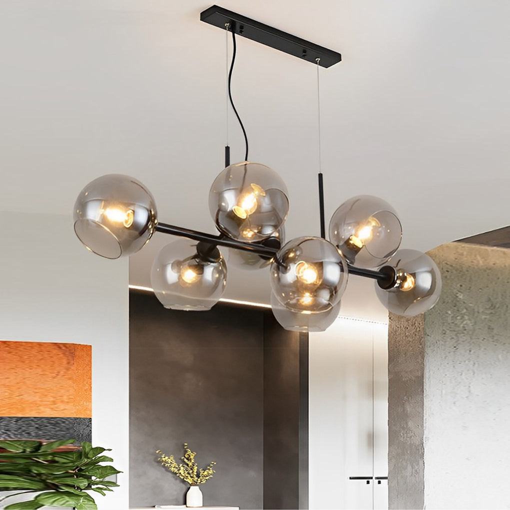 Elegant 8 Light LED Linear Glass Chandelier for Modern Dining Room Lighting