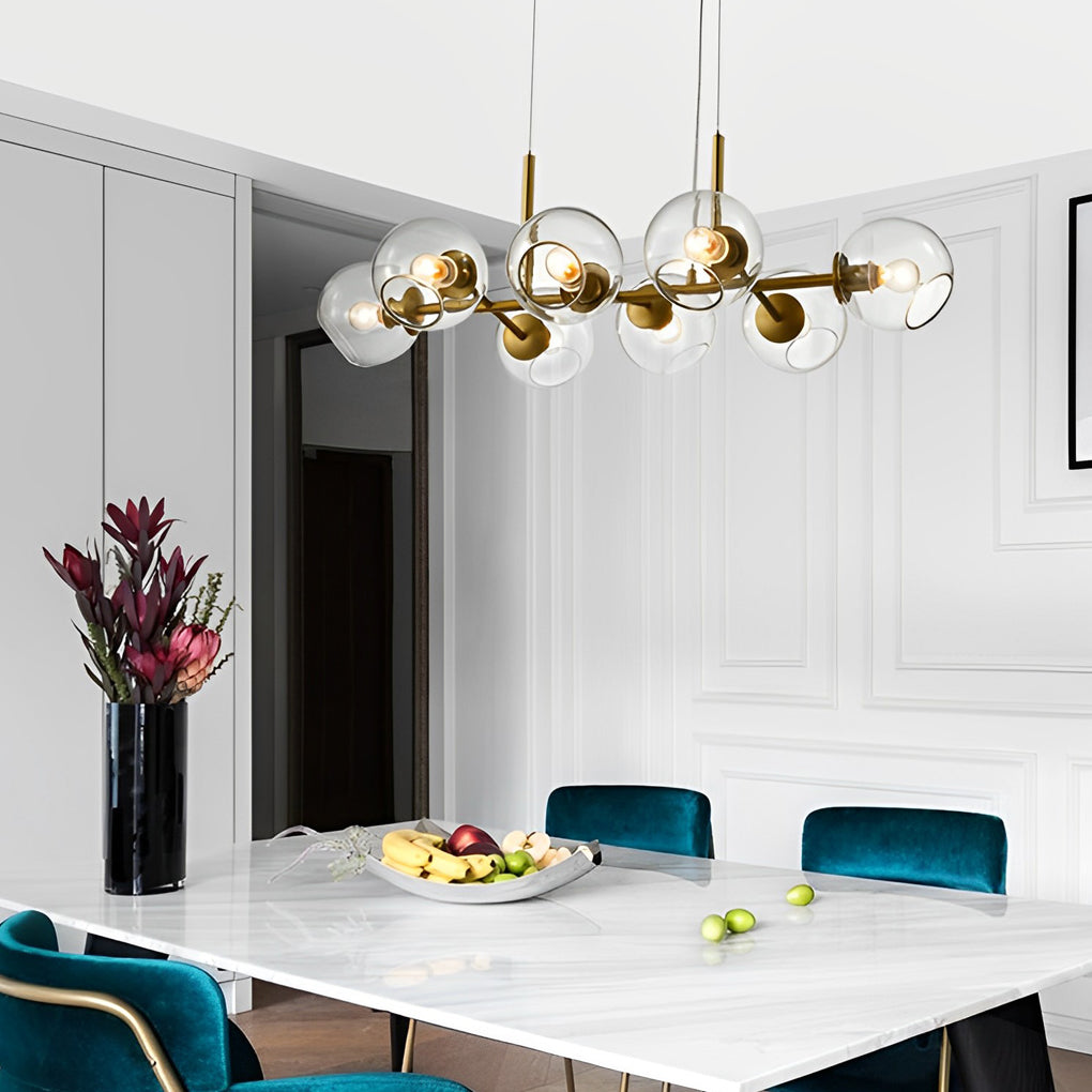 Elegant 8 Light LED Linear Glass Chandelier for Modern Dining Room Lighting
