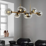 Elegant 8 Light LED Linear Glass Chandelier for Modern Dining Room Lighting