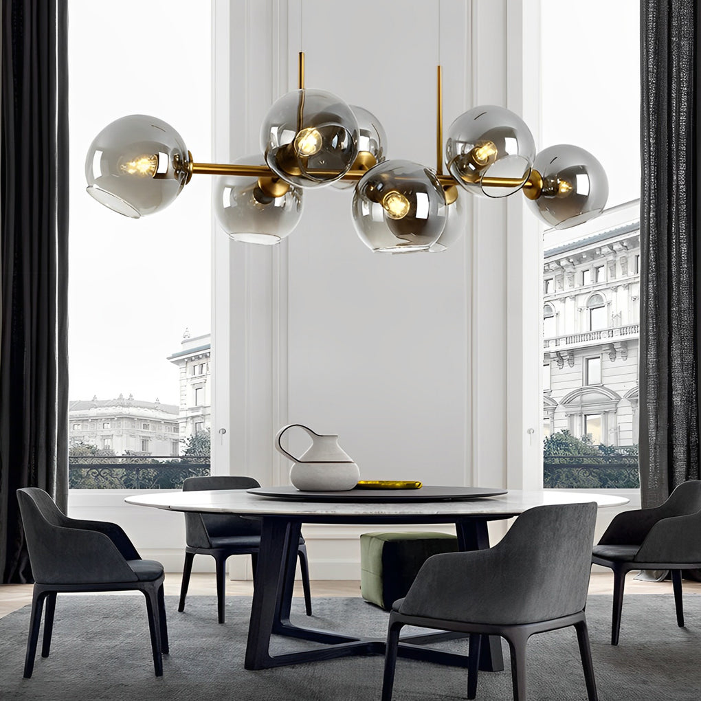 Elegant 8 Light LED Linear Glass Chandelier for Modern Dining Room Lighting