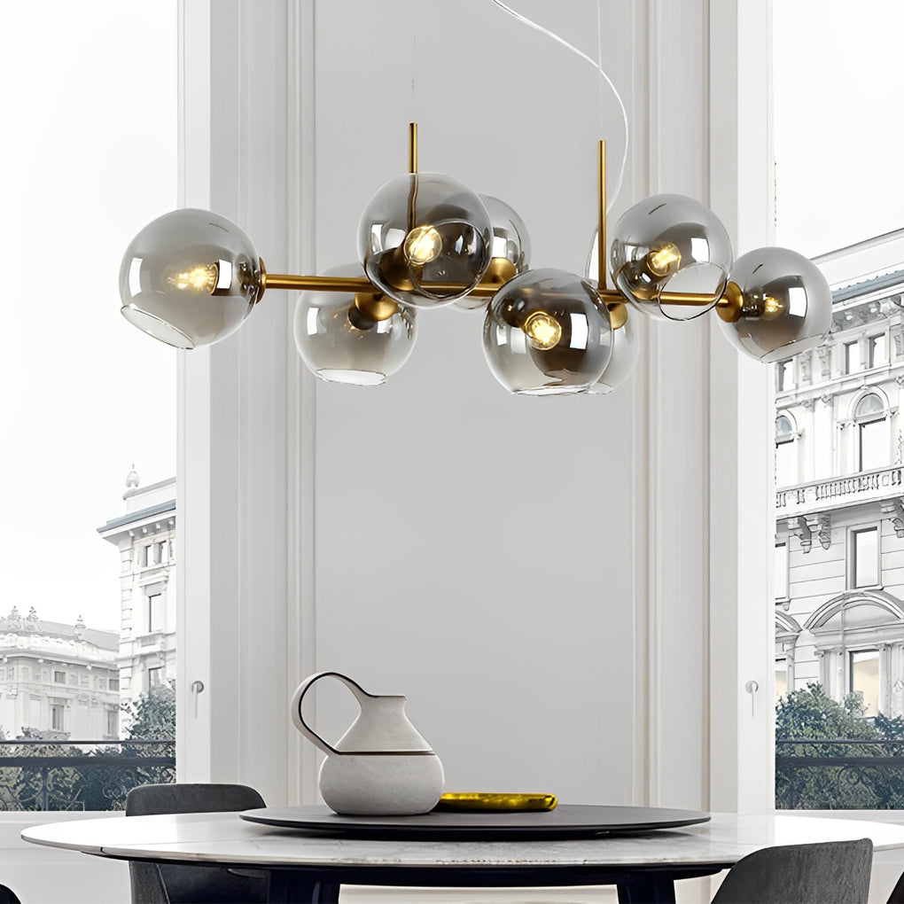 Elegant 8 Light LED Linear Glass Chandelier for Modern Dining Room Lighting