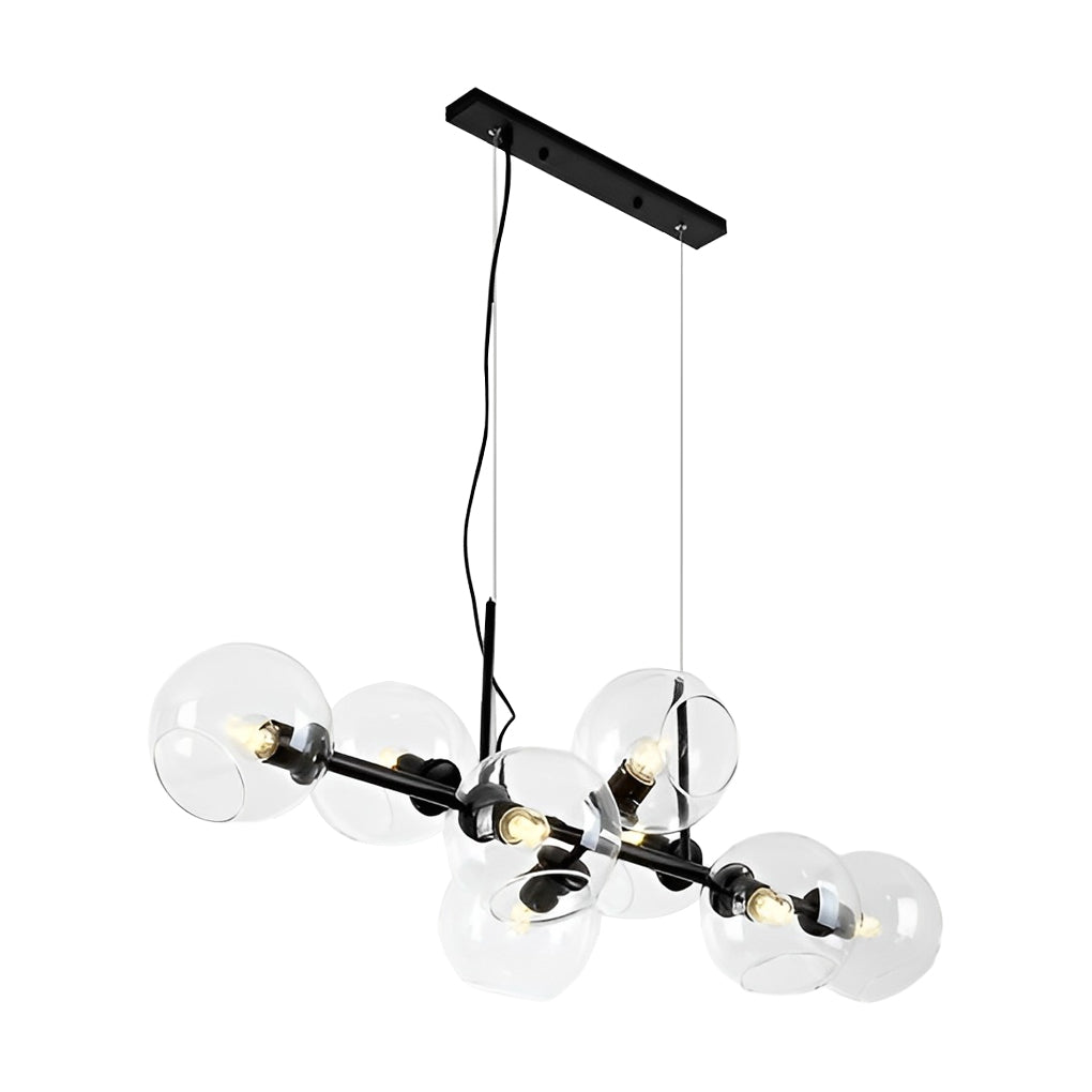 Elegant 8 Light LED Linear Glass Chandelier for Modern Dining Room Lighting