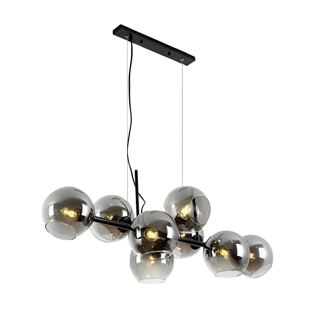 Elegant 8 Light LED Linear Glass Chandelier for Modern Dining Room Lighting