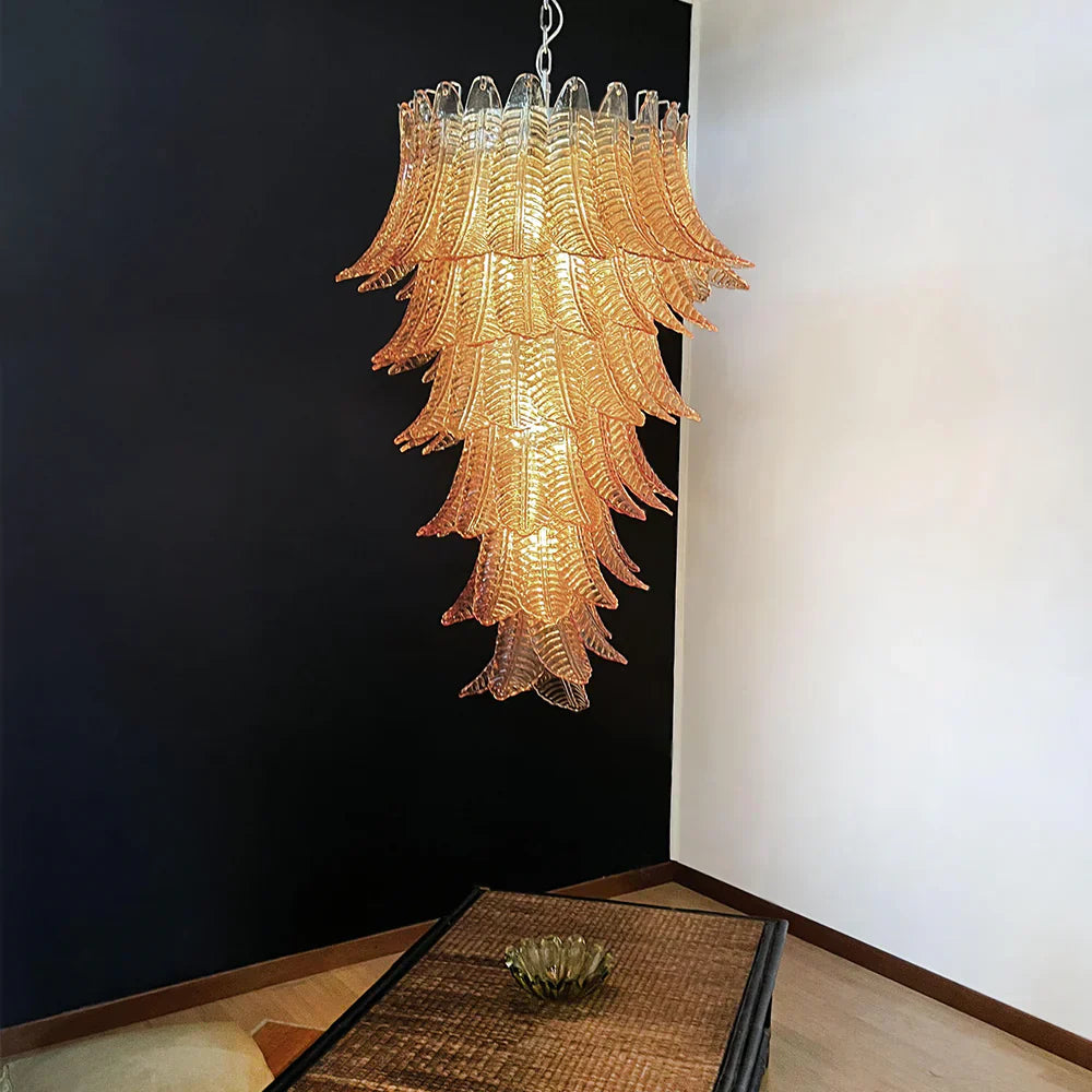 elegant-amber-glass-spiral-cascading-chandelier-modern-gold-metal-pendant-light